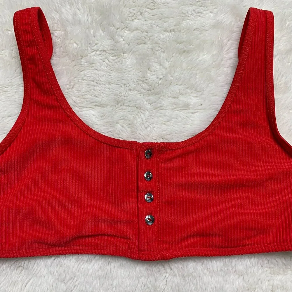 Frankie's Bikinis Red Bikini Top Size Medium